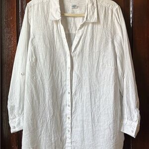 Sigrid Olsen Cream Linen Button-Front Top